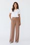 High Waist Elastic Wide Leg Palazzo Woven Women's Trousers