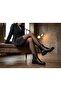 Women's Black Classic Casual Leather Look Heeled Boots - 2