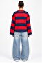 Women's Thick Striped Crew Neck Oversize Sweatshirt - 2