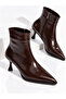 Women's Patent Leather Thin-Heeled Pointed-Toe Non-Slip Zippered Stylish and Elegant Ankle Boots - 4