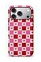 Compatible with iPhone 17 Pro Max - Plaid Heart Design, Double Layer Cover, Glossy Surface Protective Case