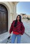 Red Miley Striped Oversize Sweater - 3