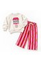 Girls' 3-Ply Cotton Home Printed Sweatshirt Striped Pants Set 2-8 Years - 3