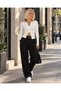 New Season Women's White Double Zipper Long Sleeve Blouse - 3