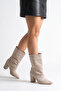Women's Beige Bellows Westren Style Heeled Boots