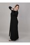 black V-Neck Crepe Abaya With Buttons - 2