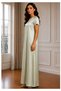 Sage Green Satin Silk Under Abaya | Long Slip Dress with Short Sleeves - 2