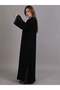 Black Korean Nida with Beautiful Golden Embroidered Abaya - 2