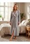 New Season Gray Quilted Shawl Collar Full Length 100% Cotton Winter Long Dressing Gown - 8