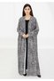 Marble-Printed Grey Pleated Abaya in Soft Fabric with Matching Headscarf