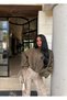 Khaki Balloon Sleeve Suede Jacket - 5