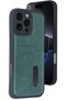 Apple iPhone 16 Pro Max Compatible Case Sara Leather Case with Business Card Holder - Dark Green - 7