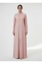 Geometric Panelled Design Pink Abaya with Plain Chiffon Headscarf