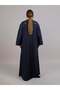 Navy Crepe Flower Design Abaya - 4