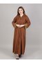 V-Neck Plain Brown Shamua Casual Abaya