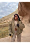 Khaki Belted Oversize Bomber Jacket - 3