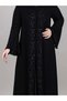 Black Korean Nida Embroidered Abaya With Sheila - 3