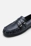 Santi̇a Women's Navy Blue Buckle Loafer A003-K024 - 5