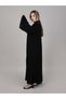 Black Korean Nida Embellished Abaya With Long Sleeves - 2