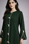 Green Korean Nida Abaya | Luxury Modest Wear with Contrast Piping - 3