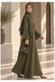 Olive Green Nida Abaya with Layered Front & Signature Pleated Details - 2