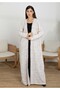 Off-White Winter Tweed Abaya with Multicolor Thread Details with Headscarf
