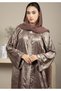 Front Open Double Shade Brown Silk Abaya - 4