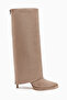 Petra Mink Suede Women's Boots with Removable Heel Detail - 5