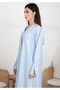 Sky Blue Barbie Crepe Abaya with Open Cuffs and Matching Fabric Buttons - 3