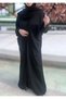 Soft Black Crepe Pleated Shimmer Abaya - 4