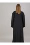 V-Neck Black Embroidered Open Abaya - 4