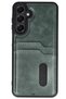 Samsung Galaxy A26 Compatible Case Sara Leather Case with Business Card Holder - Dark Green - 6