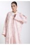 Pink Jacquard Abaya with Black Crushed Lines - 3