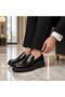 Men's Patent Leather Classic High Heel Casual Poly Sole Shoes Kundura - 3