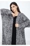 Marble-Printed Grey Pleated Abaya in Soft Fabric with Matching Headscarf - 4