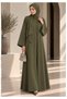 Olive Green Nida Abaya with Layered Front & Signature Pleated Details