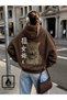 Women's Miles Stone Printed 3 Thread Oversized Hoodie Sweatshirt - 3