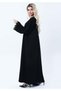 3-Piece Black Abaya Set with Intricate Lace Detailing & Matching Headscarf - 2