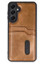 Samsung Galaxy A55 5g Compatible Case Sara Leather Case with Business Card Holder - Tan - 4