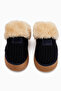 Mariza Navy Blue Plush Knitwear Women's Slippers with Fur Inside and Thick Soles - 4