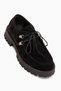 Trudy Black Suede Lace-Up Thick Sole Women's Loafer