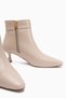 Kathie Beige Buckle Detailed Heeled Women's Boots - 5