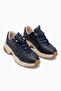 Caisa Navy Blue Textile Detailed Lace-Up Women's Sneakers - 3