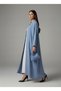 Signature Korean Nida Dusty Blue Open Abaya Minimalist High-Neck Design - 2