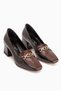 Marjan Brown Patent Leather Buckle Women's Heeled Shoes - 3