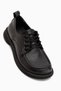 Ria Black Thick Sole Lace-Up Women's Loafer Shoes