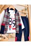 Baby Boy Cotton Plaid Pattern Snap-Back Vest 3-Piece Set Long Sleeve Printed T-Shirt and Pants - 2