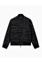 Men's Regular Fit Monogram Patterned Zipper Pocket Goose down Filled Bomber Black Jacket - 5