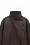 High-Neck Faux Leather Jacket Brown - 4