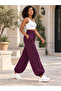 Women's Modal Fabric High Waist Loose Cut Elastic Leg Pants with Pockets - 3